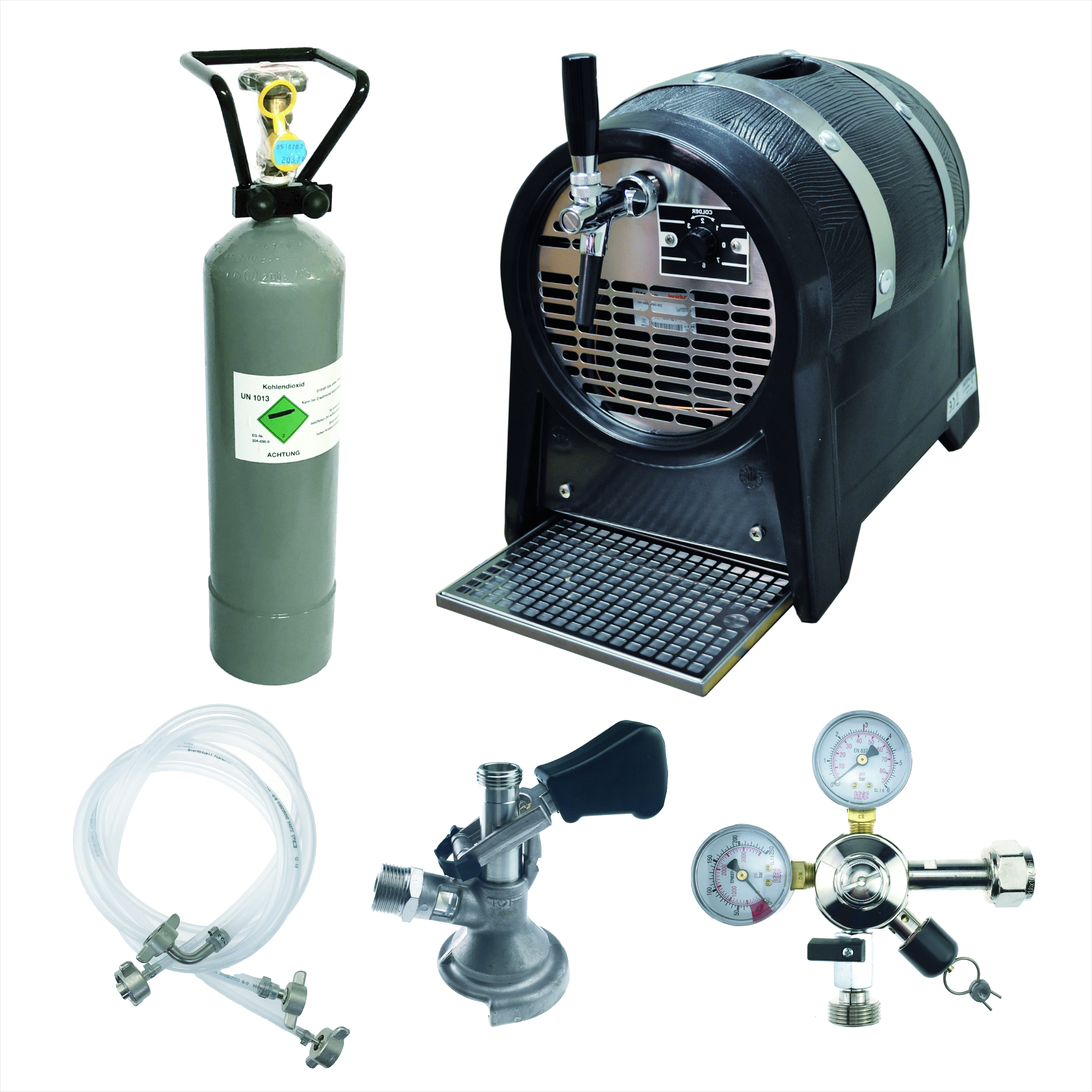 Bierzapfanlage 60 l/h, Co2 Druckminderer, Zapfkopf, Co2 Flasche, Leitungen-SA02-FlaKomp05M-getraenkezapfanlagen.net Bierzapfanlage 60 l/h, Co2 Druckminderer, Zapfkopf, Co2 Flasche, Leitungen-SA02-FlaKomp05M-Bierzapfanlage 60 l/h, Co2 Druckminderer, Zapfkopf, Co2 Flasche, Leitungen-getraenkezapfanlagen.net