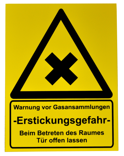 Znak "Ostrzeżenie o nagromadzeniu gazu